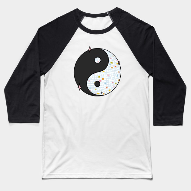 Yinyang Disco Ball Baseball T-Shirt by Doodle by Meg